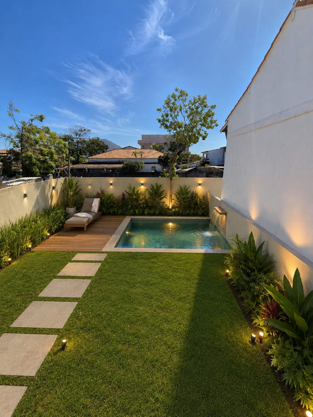 Sugestão de área externa com piscina